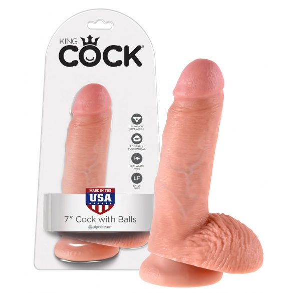 King Cock 7 με όρχεις dildo (18 cm) - φυσικό 