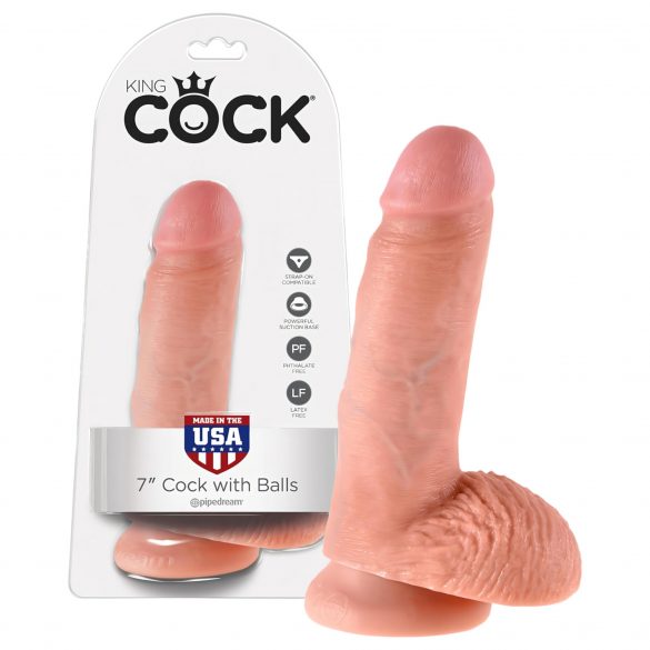 King Cock 7 με όρχεις dildo (18 cm) - φυσικό 