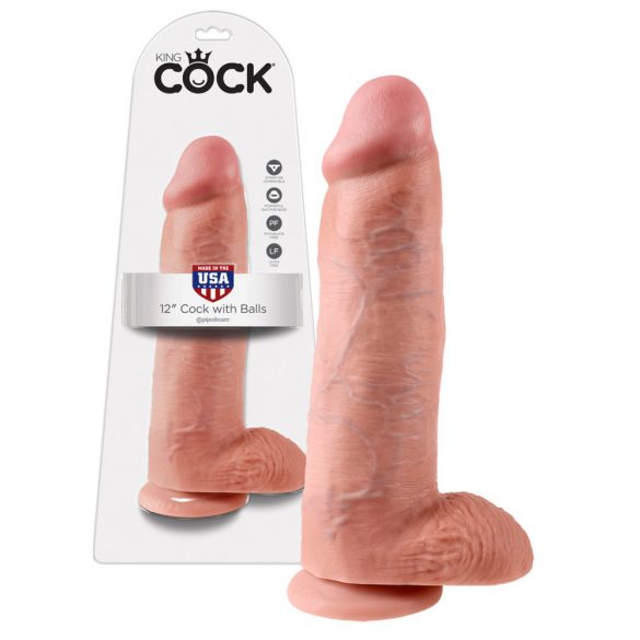 King Cock 12 με αρχίδια μεγάλο ομοίωμα πέους (30 cm) - φυσικό 