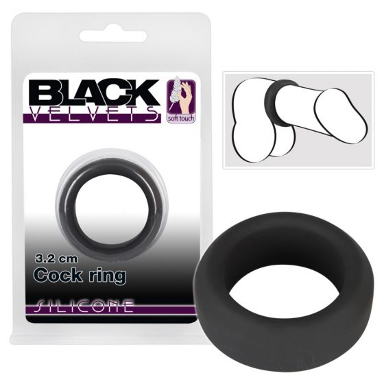 Μαύρος Βελούδος - Χοντρή Πλεκτή Δακτυλιός Πέους (3,2cm) - Μαύρο