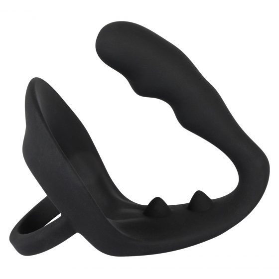 Μαύρο Βελούδο - κυματοειδής πρωκτικό δονητής με δακτύλιο πέους και όρχεων (μαύρο)