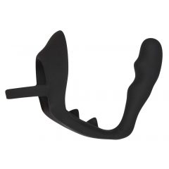   Μαύρο Βελούδο - κυματοειδής πρωκτικό δονητής με δακτύλιο πέους και όρχεων (μαύρο)