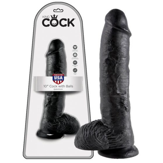 King Cock 10 με όρχεις ομοίωμα πέους (25 cm) - μαύρο