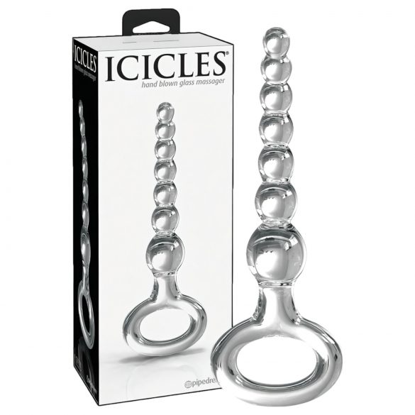 Icicles No. 67 - Διάφανο γυάλινο δονητή με λαβή δακτυλίου