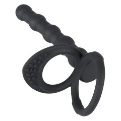   Μαύρο Βελούδο - δαχτυλίδι πέους και όρχεων με πρωκτικό δονητή (μαύρο)
