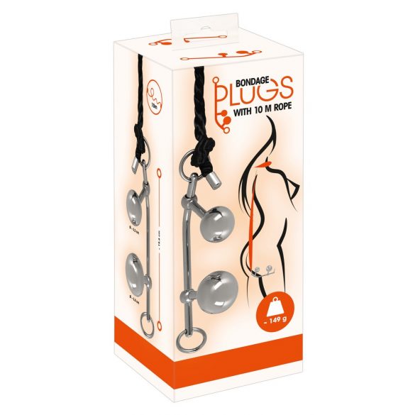 You2Toys Bondage Plugs - μεταλλικές διευρυντικές σφαίρες (149g) - ασημί 