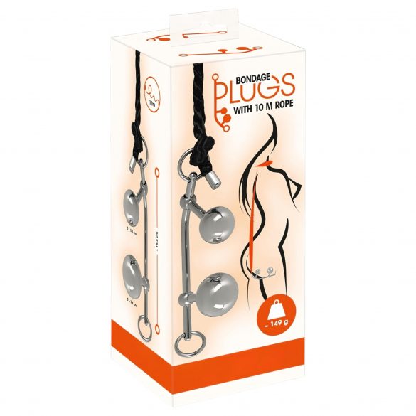 You2Toys Bondage Plugs - μεταλλικές διευρυντικές σφαίρες (149g) - ασημί 