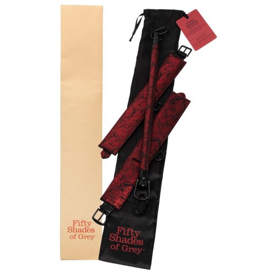Πενήντα Αποχρώσεις του Γκρι - μπάρα στήριξης ποδιών με χειροπέδες (μαύρο-κόκκινο)
