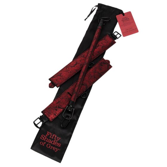 Πενήντα Αποχρώσεις του Γκρι - μπάρα στήριξης ποδιών με χειροπέδες (μαύρο-κόκκινο)