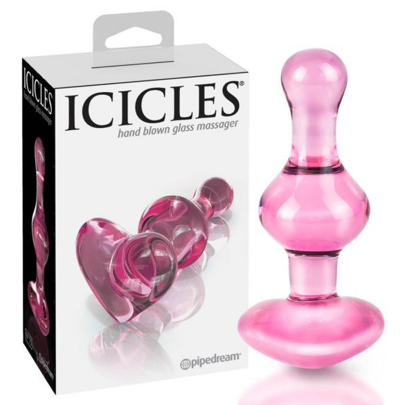 Icicles Αρ. 75 - Γυάλινος πρωκτικός δονητής με καρδιά (ροζ) 