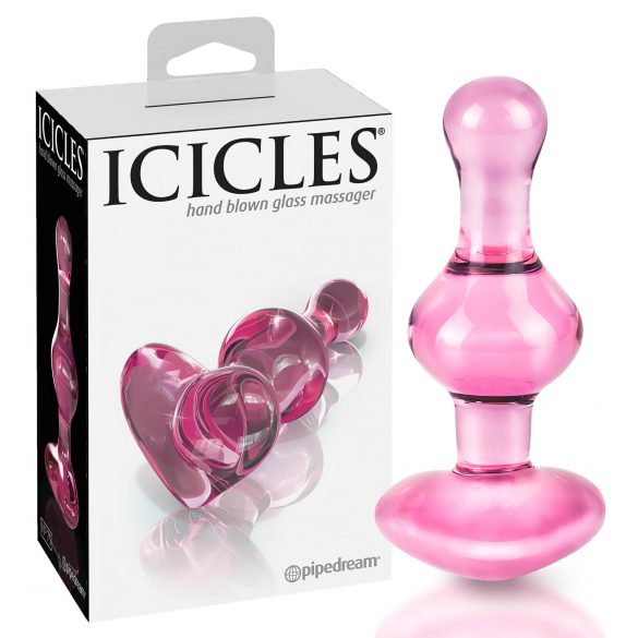 Icicles Αρ. 75 - Γυάλινος πρωκτικός δονητής με καρδιά (ροζ) 