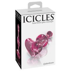  Icicles Αρ. 75 - Γυάλινος πρωκτικός δονητής με καρδιά (ροζ)
