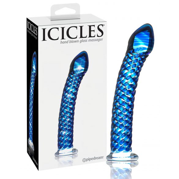 Icicles No. 29 - Σπειροειδής, υάλινος δονητής πέους (μπλε)