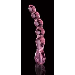   Icicles Αρ. 43 - ροζ γυάλινος δονητής με περλίτσες και καρδιά