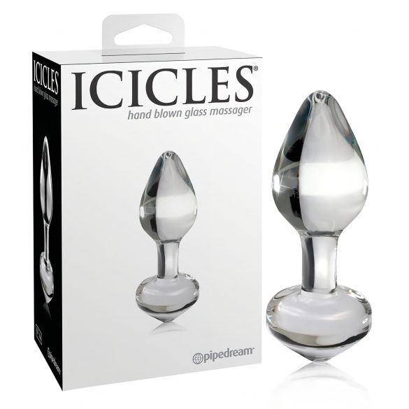 Icicles No. 44 - κωνικός, γυάλινος πρωκτικός δονητής (διάφανο) 