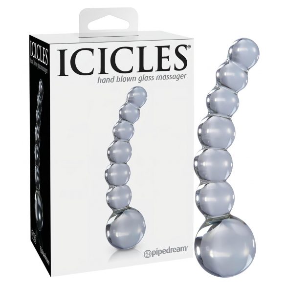 Icicles No. 66: Γυάλινος δονητής με καμπύλες & σφαίρες (διάφανος)