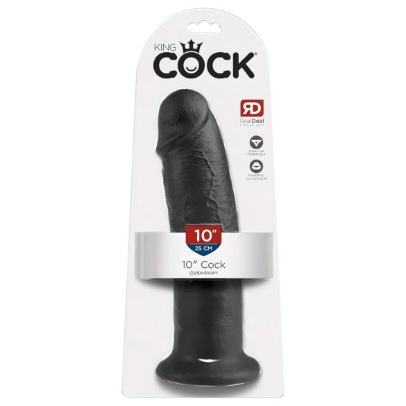 King Cock 10: Μεγάλο μαύρο δονητής 25cm με βάση πρόσφυσης