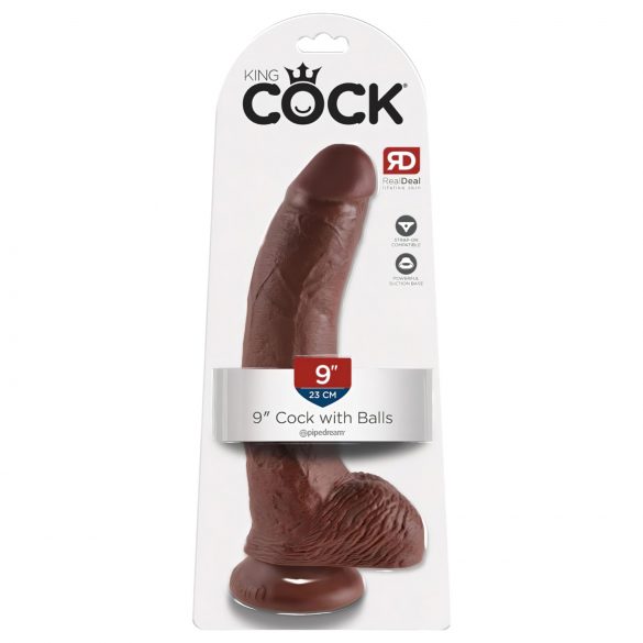 Βασιλιάς Cock 9 - Μεγαλ. βεντούζα, όρχεις, καφέ (23cm)