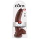 King Cock 9 - large suction cup dildo with testicles (23 cm) - brown 