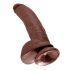 King Cock 9 - large suction cup dildo with testicles (23 cm) - brown 