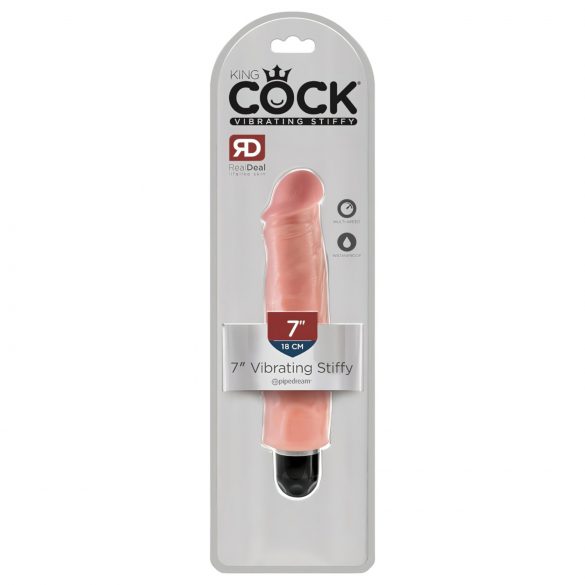 King Cock 7 Stiffy - αδιάβροχος, ρεαλιστικός δονητής (18cm) - φυσικόχρωμος