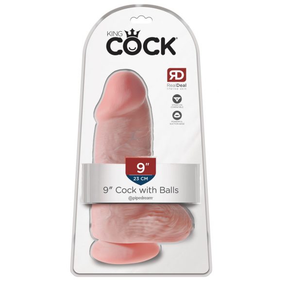 King Cock 9 Chubby - βεντούζα δονητής με όρχεις (23cm) - φυσικό 