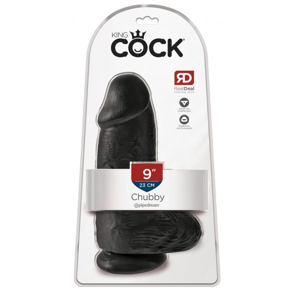 King Cock 9 Chubby - ερωτικό βοήθημα με βεντούζα και όρχεις (23εκ.) - μαύρο