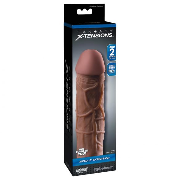 X-TENSION Mega 2 - ρεαλιστικό πέος επέκτασης (20,3cm) - σκούρο φυσικό 