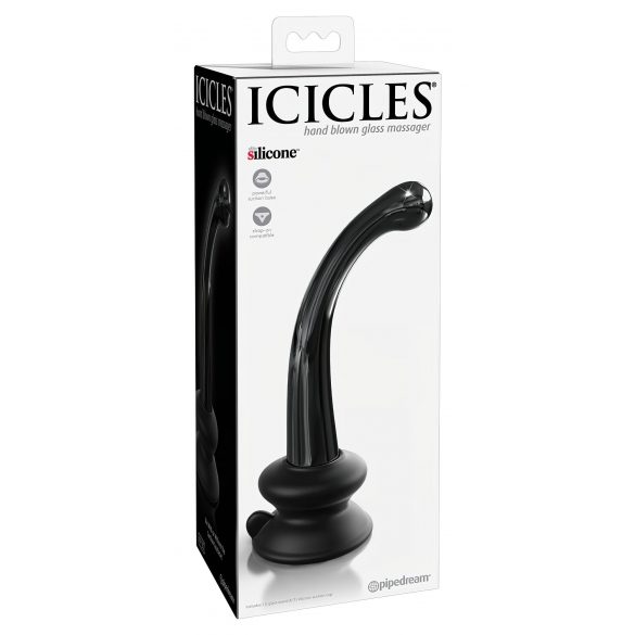 Icicles No. 87 - Γυάλινος δονητής για σημείο G+P (μαύρο) 