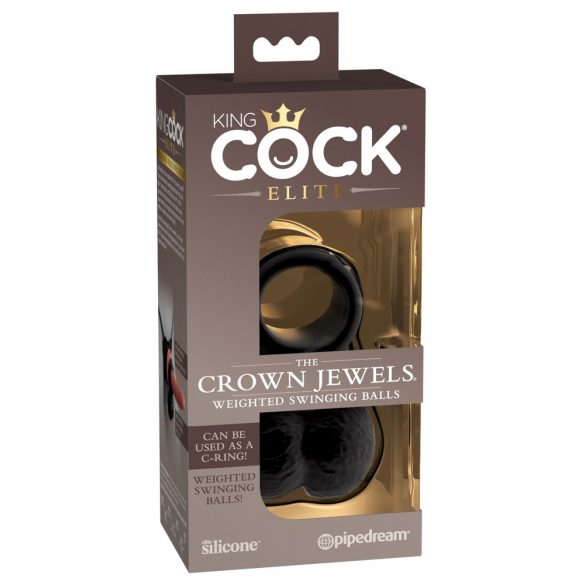 King Cock Elite Crown Jewels - αιωρούμενα όρχις, προέκταση πέους (μαύρο) 