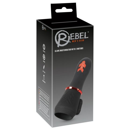 Rebel - επαναφορτιζόμενος δονητής  δύο κινητήρων για το κεφάλι του πέους (μαύρος)