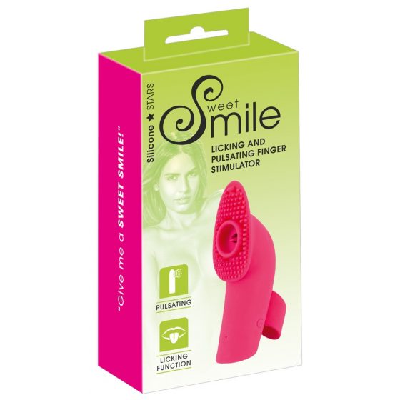 SMILE Γλείψιμο - επαναφορτιζόμενο, δαχτυλίδι δόνησης με γλώσσα και αερόσφαιρα (ροζ)