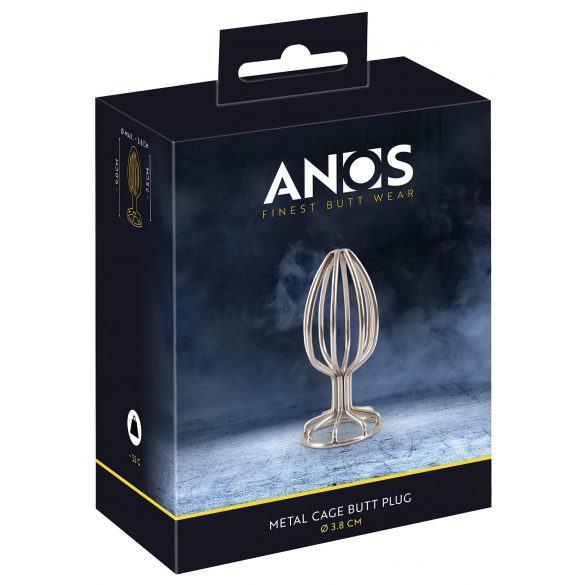 ANOS Metal (3,8cm) - πρωκτικό dildo με μεταλλικό κλωβό (ασημένιο) 