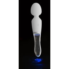   Liaison Ραβδί - επαναφορτιζόμενος, σιλικόνη-γυαλί LED δονητής (διαφανές-λευκό)