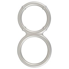   You2Toys - διπλό πέους και ορχέων δαχτυλίδι από σιλικόνη με μεταλλική εμφάνιση (ασημί)