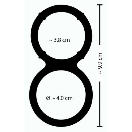 You2Toys - διπλό πέους και ορχέων δαχτυλίδι από σιλικόνη με μεταλλική εμφάνιση (ασημί)