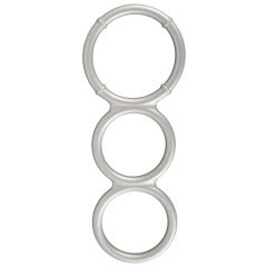   You2Toys - μεταλλική εμφάνιση τριπλή σιλικόνη δαχτυλίδι πέους και όρχεων (ασημί)