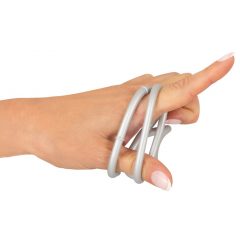   You2Toys - μεταλλική εμφάνιση τριπλή σιλικόνη δαχτυλίδι πέους και όρχεων (ασημί)