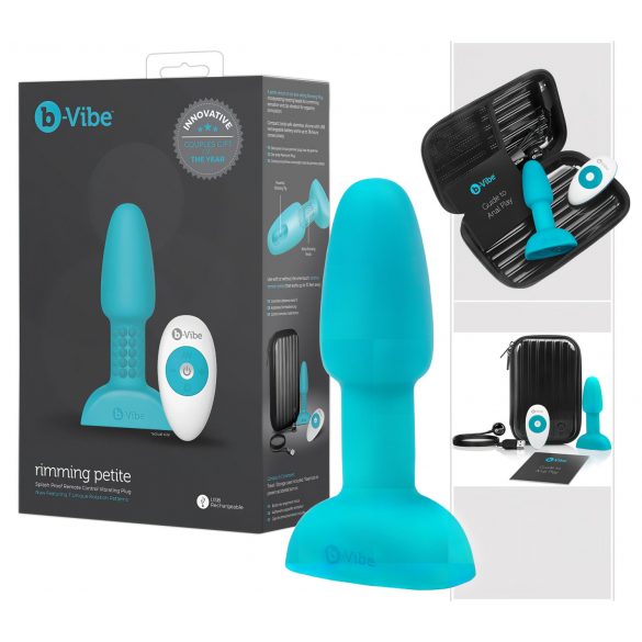 b-Vibe Rimming - περιστρεφόμενος δονητής με χάντρες για πρωκτική χρήση (τυρκουάζ) 