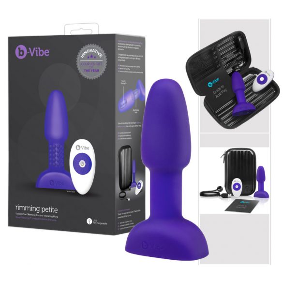 b-Vibe Rimming - περιστρεφόμενος δονητής πρωκτού με χάντρες (μωβ) 