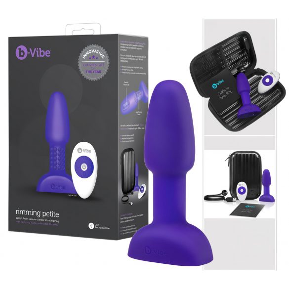 b-Vibe Rimming - περιστρεφόμενος πρωκτικός δονητής με χάντρες (μωβ)