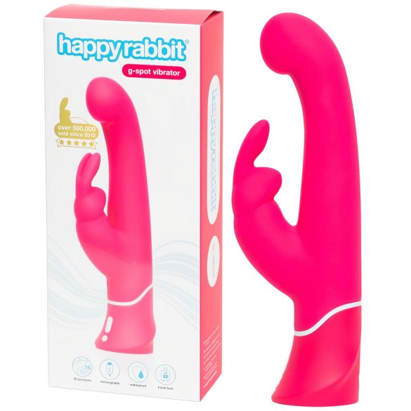 HappyRabbit G-Spot - αδιάβροχος, επαναφορτιζόμενος δονητής με άγκιστρο κλειτορίδας (ροζ) 