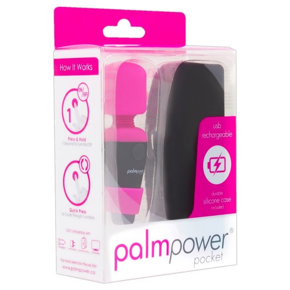 PalmPower Pocket Wand - μίνι δονητής μασάζ (ροζ-μαύρο) 