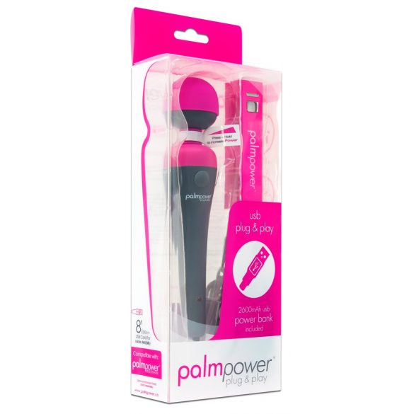 PalmPower Wand - δονητής μασάζ με powerbank (ροζ-γκρι) 