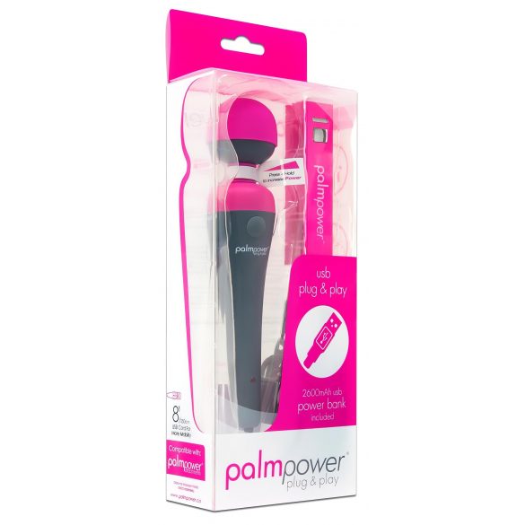 PalmPower Wand - Μασέρ δονητής με powerbank (ροζ-γκρι)