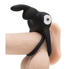   Happyrabbit Cock - αδιάβροχο, επαναφορτιζόμενο δαχτυλίδι πέους και όρχεων (μαύρο)