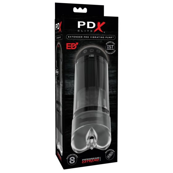 PDX Ελίτ Εκτεταμένος Pro - επαναφορτιζόμενος αναρροφητικός και δονητικός τεχνητός κόλπος (μαύρο)