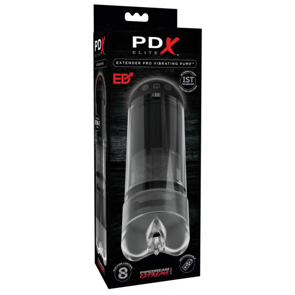 PDX Elite Extender Pro - επαναφορτιζόμενος αναρροφητήρας-δονητής τεχνητού κόλπου (μαύρο) 