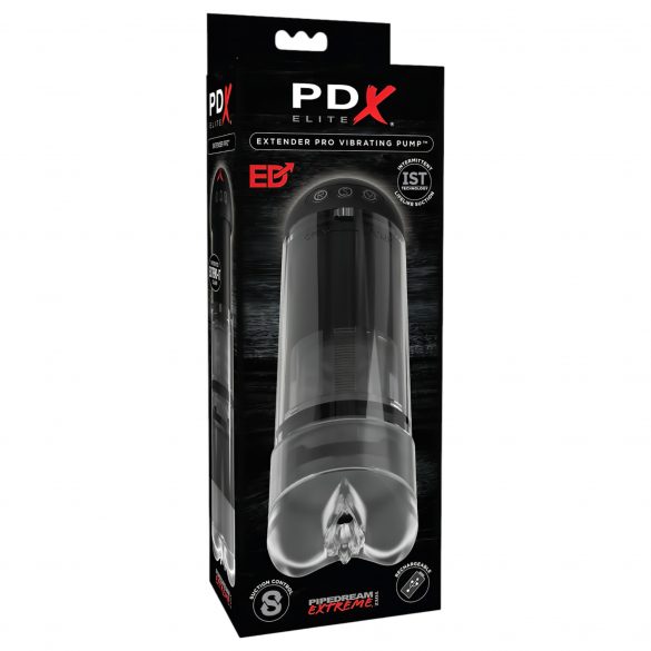 PDX Elite Extender Pro - επαναφορτιζόμενος αναρροφητήρας-δονητής τεχνητού κόλπου (μαύρο) 