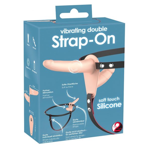 You2Toys - Strap-On - Διπλός Δονητής Προσαρμογής (Φυσικό)